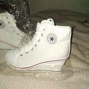White wedge sneakers 8.5